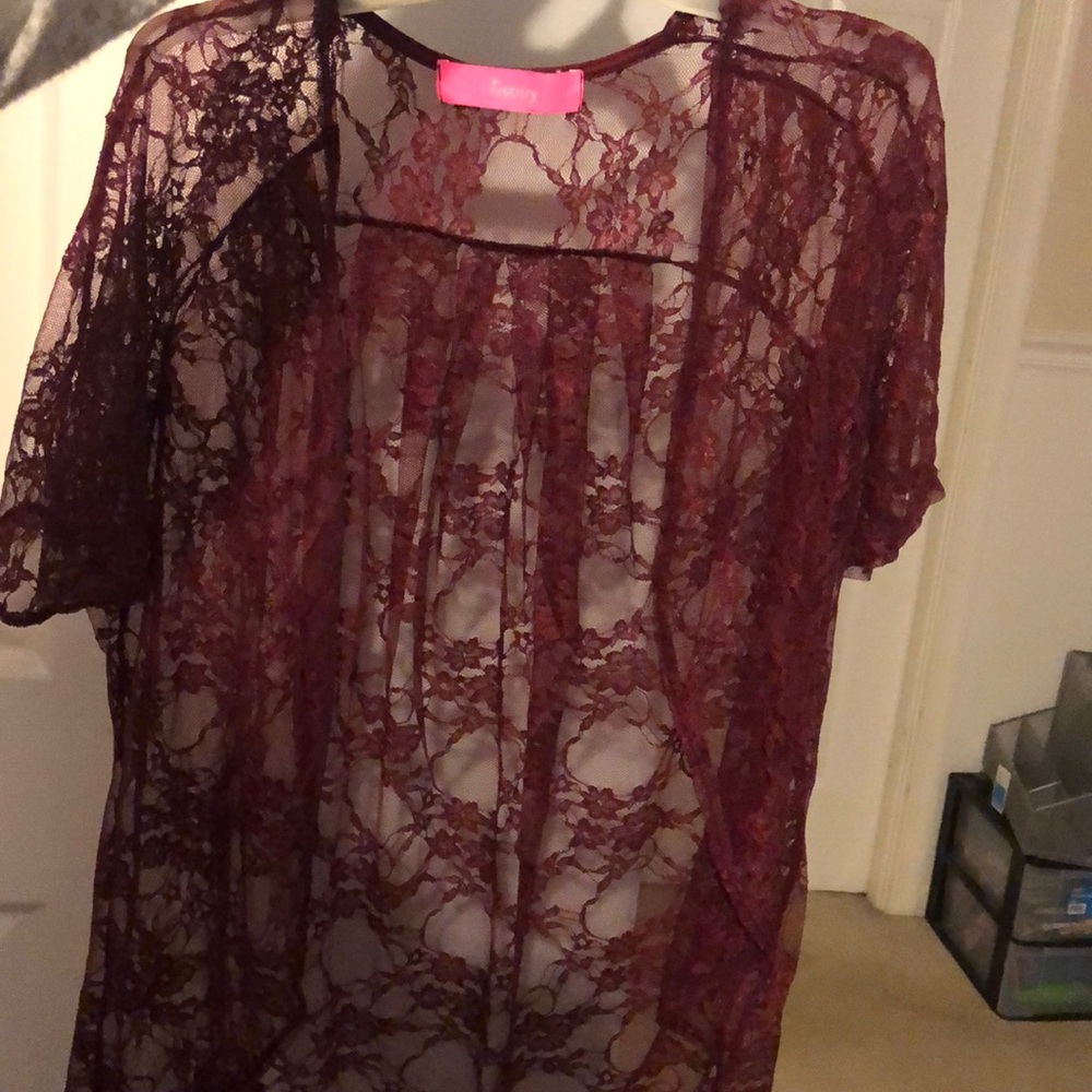 See-through lace cardigan